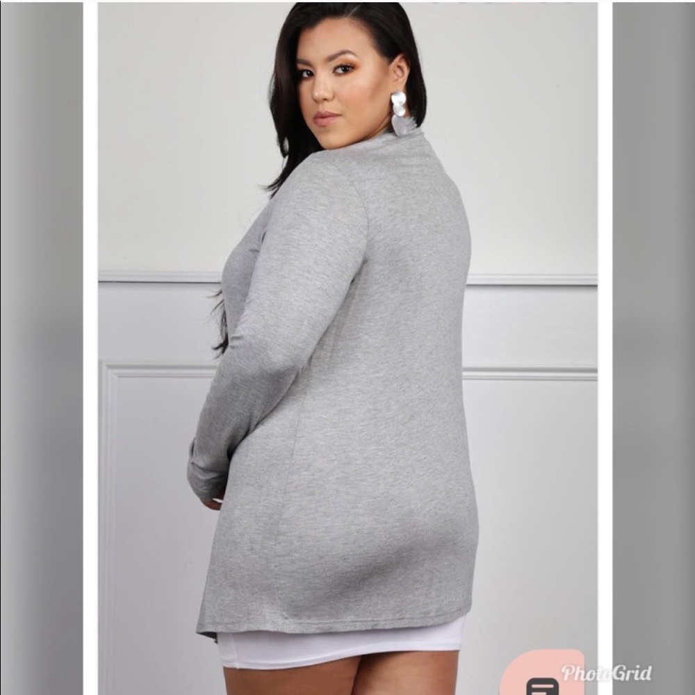NEW PLUS Gray Light weight Cardigan - Picture 5 of 7